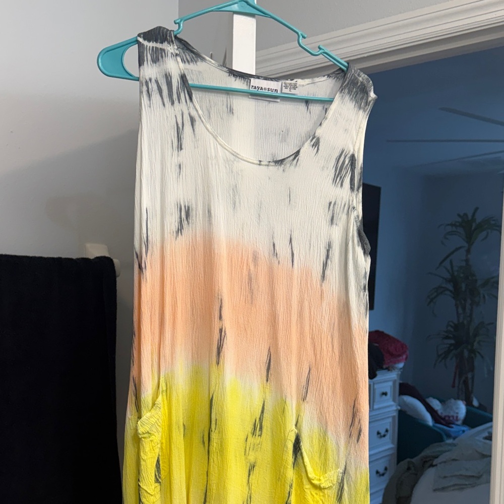 Raya Sun Tie-Dye Midi Dress - Black, Yellow, Orange